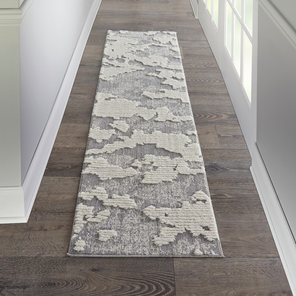 Zermatt Designer Hallway Runner ZER01 in Ivory Grey by Nourison